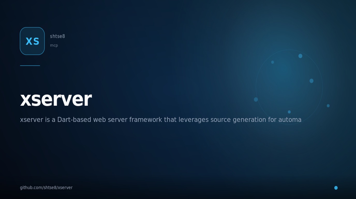 xserver — xserver is a Dart-based web server framework that leverages source generation for automatic handler registration, making it easier to manage and expand your web server's endpoints. rag